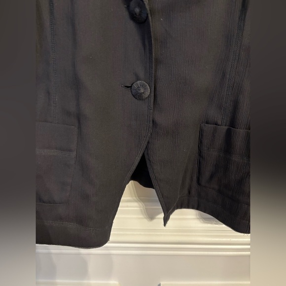 Eileen Fisher Crepe 100% Silk Black Cropped Blazer Size X Large - Picture 9 of 9